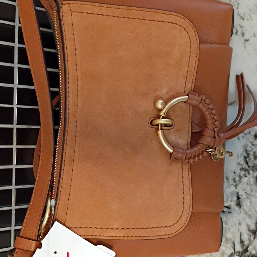 NWT See By Chloe Joan Leather Crossbody NWT In Tan - Picture 4 of 9